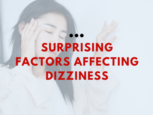 a photo of a woman who is feeling dizzy related to a blog post about the factors affecting dizziness